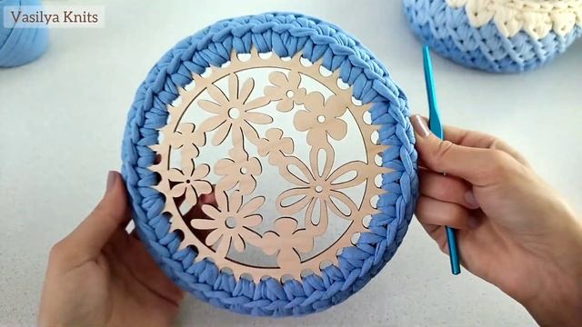 Какой вариант выберешь ты?  Крышка для корзинки узором диагональ. Обвязка крышки.