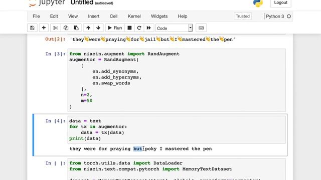 Text data augmentation with PyTorch datasets смотреть онлайн