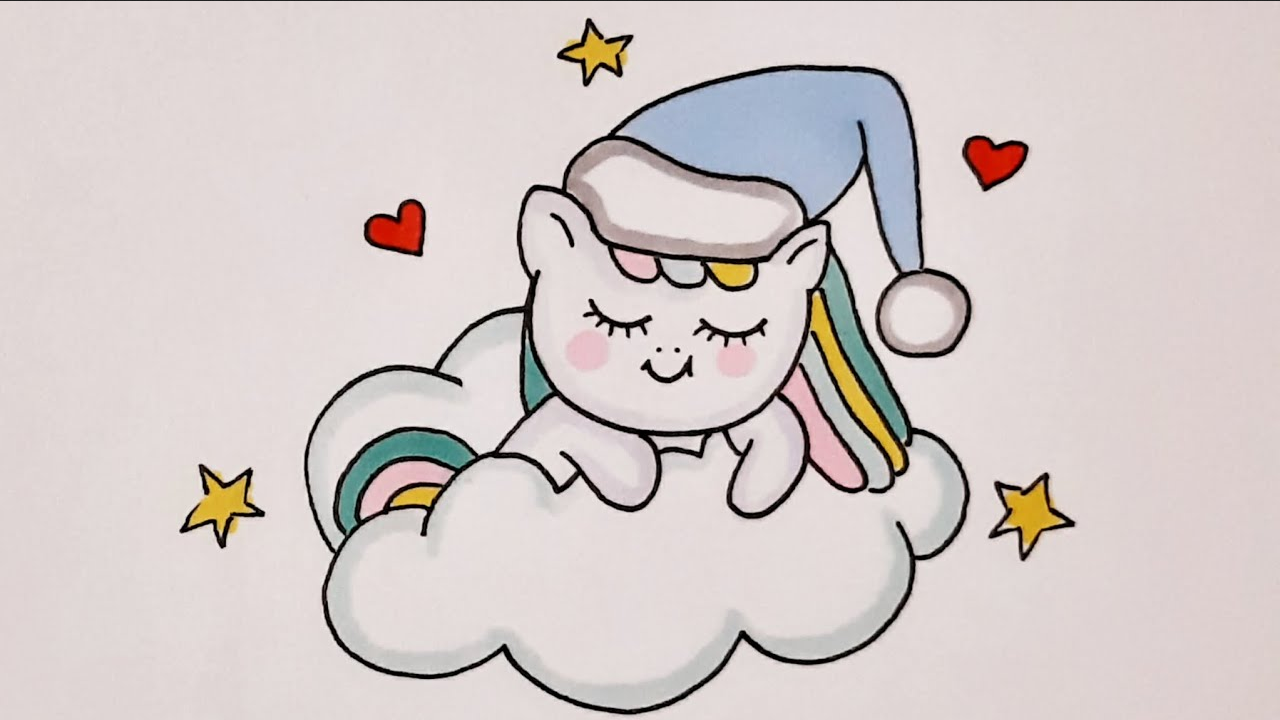 Как нарисовать МИЛОГО ЕДИНОРОГА НА ОБЛАКЕ_рисунки для срисовки_How to draw a CUTE UNICORN ON a CLOUD смотреть онлайн