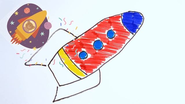 Drawing a rocket for children - Рисуем ракету для детей - Bolalar uchun raketa rasm chizish смотреть онлайн