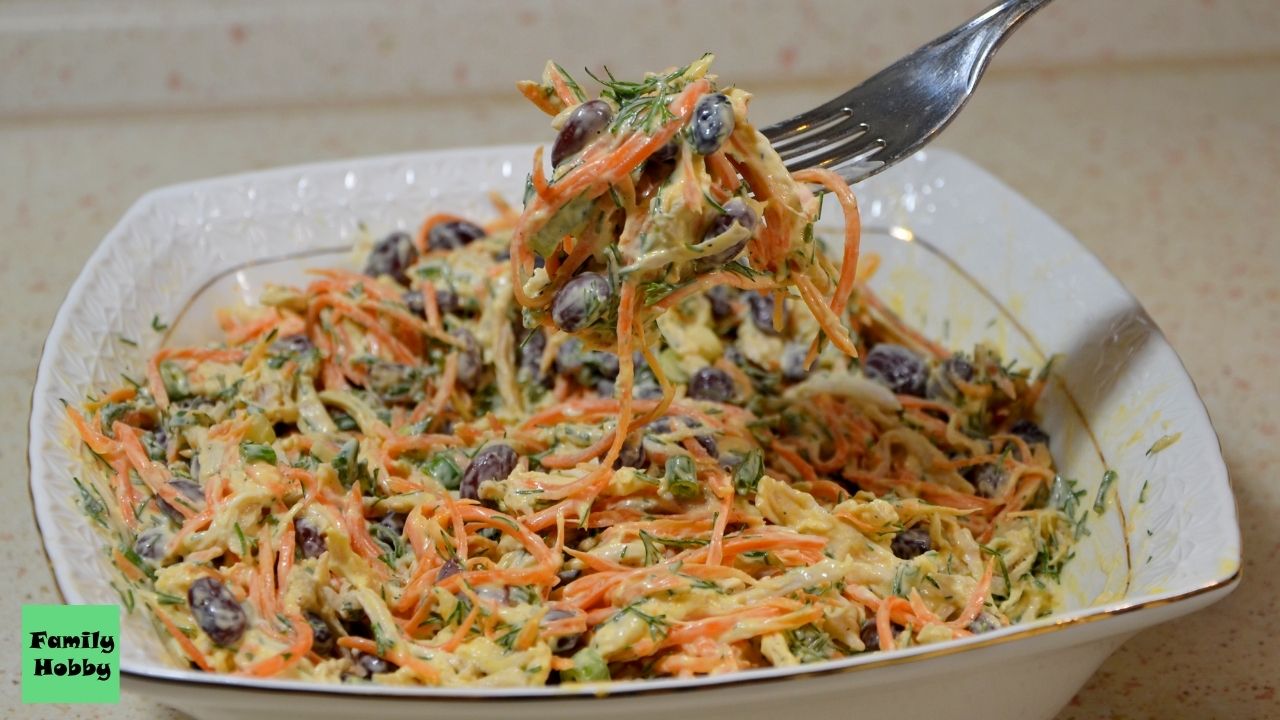 Безупречный САЛАТ с КОРЕЙСКОЙ Морковью и Курицей (куриным филе). Салат с морковью по-корейски смотреть онлайн