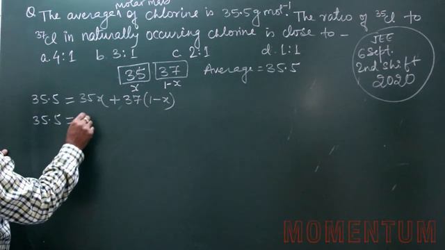 QDS-8 | The average molar mass of Cl is 35.5gmol-1.The ratio of cl35 and cl37 in natural occurring. смотреть онлайн