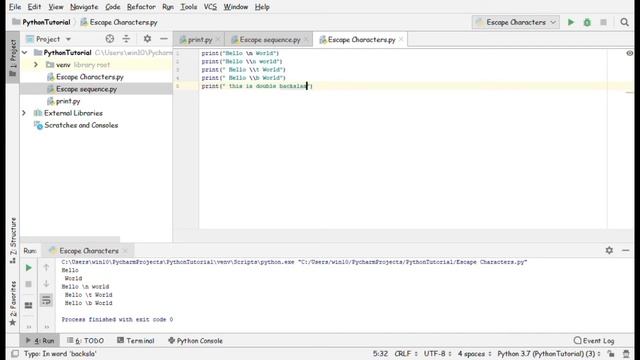 #4 Beginner to Advance Python Tutorial | Python tutorial | Escape Sequences characters as Output смотреть онлайн