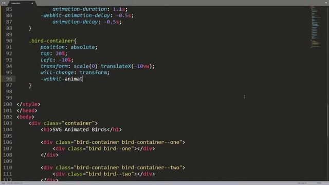SVG Animated Birds | CSS Infinite Animation - CSS3 Keyframes Example смотреть онлайн