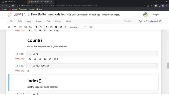 4. Few Built in methods for lists (in Python) смотреть онлайн