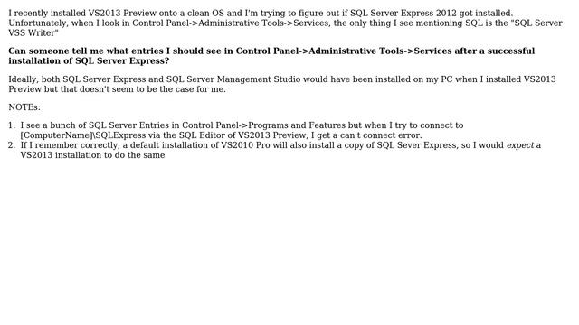 List of Services for SQL Server 2012 Express смотреть онлайн