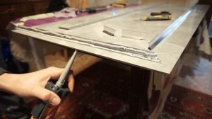 Столешница и профиль "мерседес". Крупноформатная плитка, заусовка керамогранита.