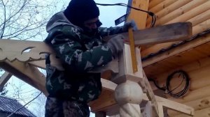 Резная беседка.Резьба по дереву.Carved gazebo.Carving.
