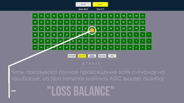 Поиск и устранение ошибки "LOSS BALANCE" тестером Stasic.tech на примере Хэшплаты WhatsMiner M31s смотреть онлайн