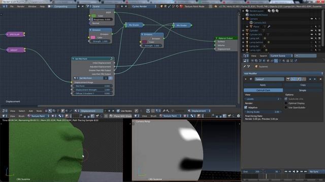 Blender - Displacement and Adaptive Tesselation смотреть онлайн