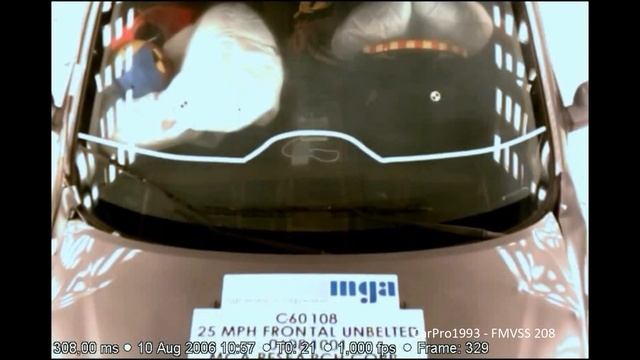 2004-2006 Chevrolet Aveo / Pontiac Wave FMVSS 208 Unbelted Full-Overlap Crash Test смотреть онлайн
