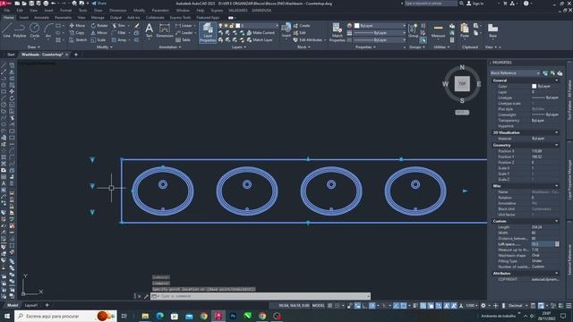 Autocad Dynamic Block - Washbasin Countertop (Plan) смотреть онлайн