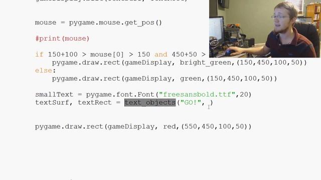 Game Development in Python 3 With PyGame 13 Text on Buttons смотреть онлайн