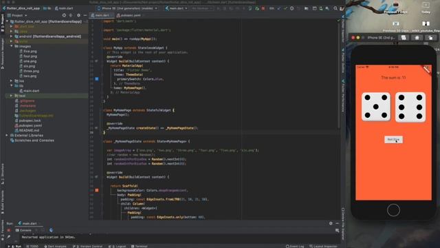 Dice Roll app in flutter tutorial | Flutter tutorial for beginners смотреть онлайн