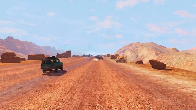 BeamNG Drive - Cars With Jelly Suspension On The Long Bumpy Desert Road смотреть онлайн
