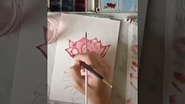 Учим рисовать розу необычном стиле с акварелью обязательно смотрите. смотреть онлайн