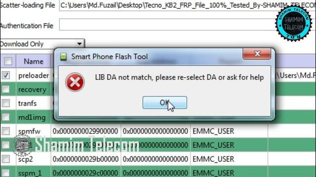 LIB DA not match, please re-select DA or ask for help. How to solve this problem in SP Flash Tool смотреть онлайн