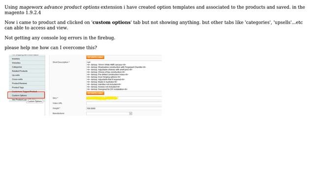 Magento: Unable to access custom options section смотреть онлайн