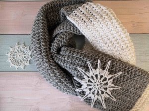 Легкий узор для шарфа и снуда. Обзор шарфа + Мастер-Класс.