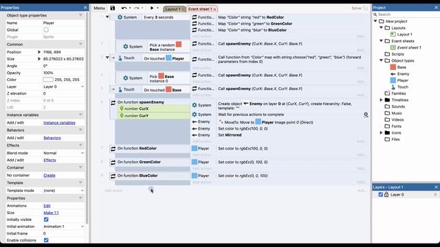 Functions (Функции) Практика | Урок №74 | Курс по Construct 3 | Разработка игр