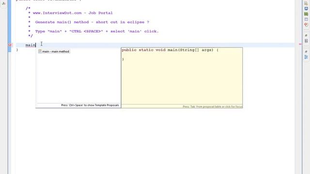GENERATE MAIN METHOD IN ECLIPSE MAIN CTRL SPACE смотреть онлайн