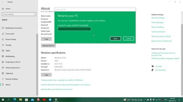 Windows 10 How to change the name of a PC for network and sharing purpose смотреть онлайн