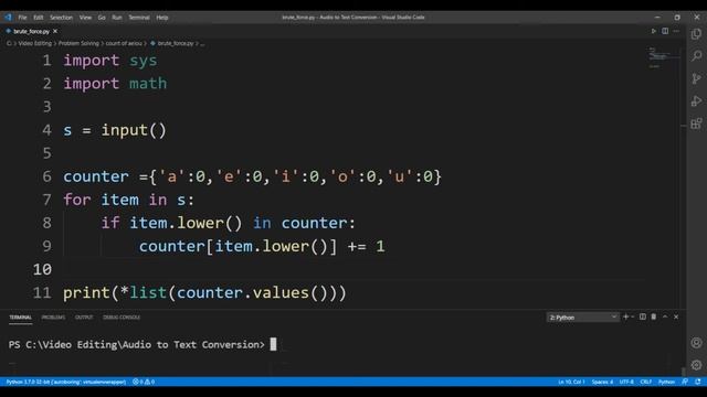Count of vowels in a string смотреть онлайн