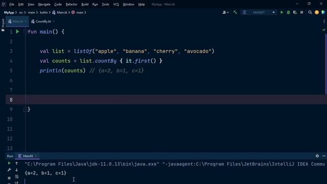 CountBy function that counts the frequency of all elements in Kotlin | Functional Programming смотреть онлайн