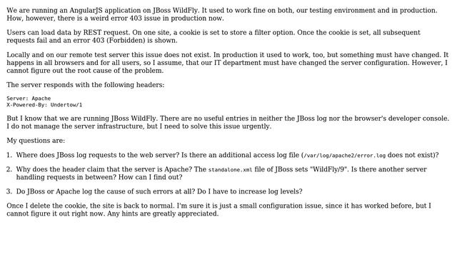 How to identify cause of error 403 on JBoss WildFly server? смотреть онлайн