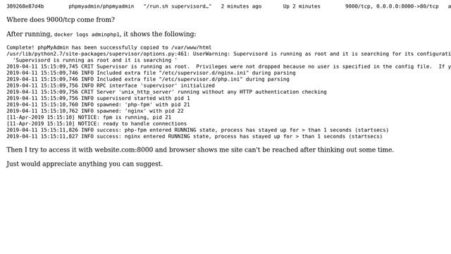 phpmyadmin docker site can't be reached смотреть онлайн