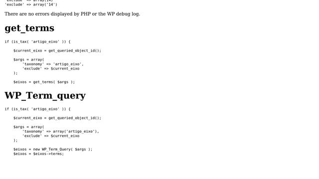 Wordpress: Why can't I exclude a term ID from either get_terms or WP_Term_query? смотреть онлайн