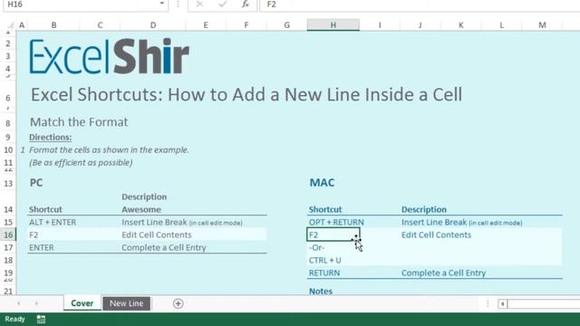 0025 Excel Shortcuts: How to Add a New Line Inside a Cell смотреть онлайн