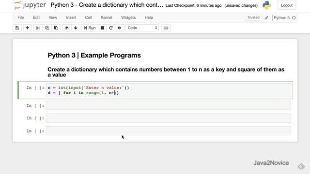 Python 3 - Create a dictionary with values are square of its keys | Example Programs смотреть онлайн