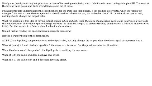Nandgame--I Am Not Sure I Understand The Data Flip-Flop Specifications (2 Solutions!!)