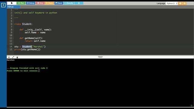 Python Tutorial For Beginners | init method and self keyword in python смотреть онлайн
