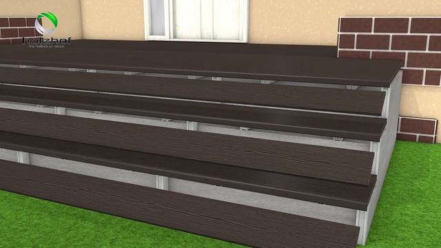 Ступени из ДПК Holzhof - с рисунком под дерево "Кольца дерева". смотреть онлайн