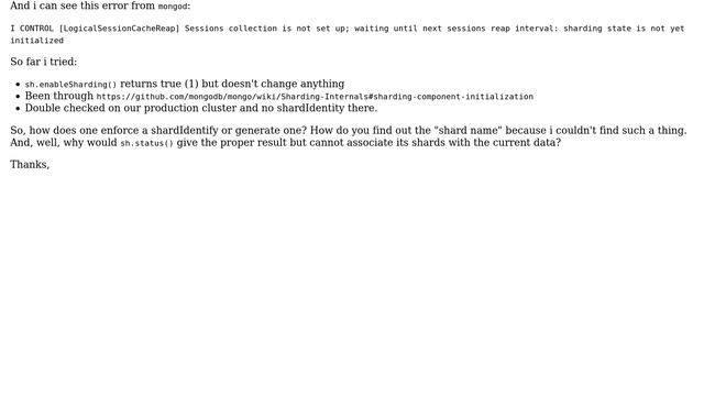 Databases: No shardIdentity document - MongoDB смотреть онлайн