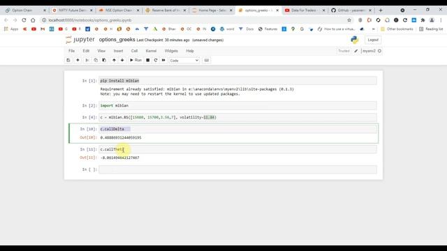 Option Greeks Calculation in Python | Black Scholes Model | mibian (2021) смотреть онлайн
