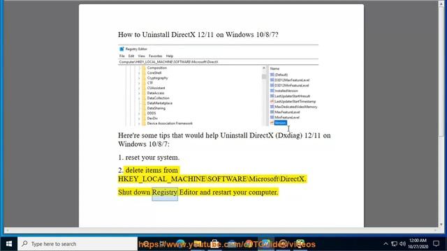 Remove Uninstall DirectX 12 11 on Windows 10 8 7 2020 Tips смотреть онлайн