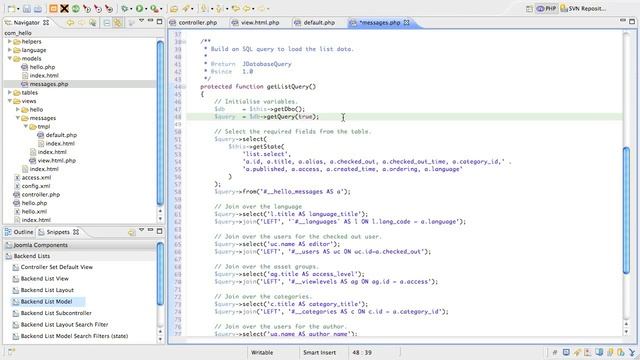 2.11 Adding the Model to the List View of the Joomla Component смотреть онлайн