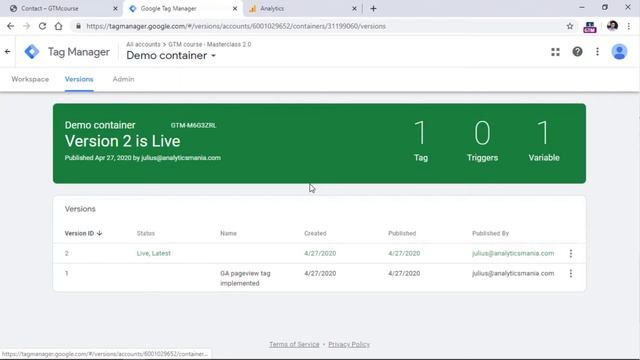 How to publish tags in Google Tag Manager and how to revert changes | Lesson 6 смотреть онлайн