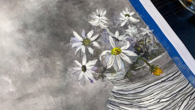 Relax Art Therapy: watercolor painting, Stripe Vase & White Flowers смотреть онлайн