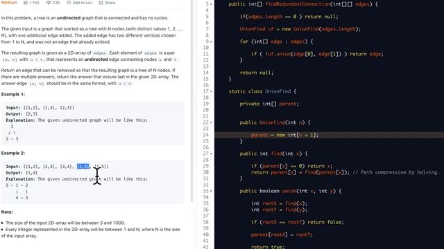 LeetCode 684 Redundant Connection | Union Find | Java смотреть онлайн