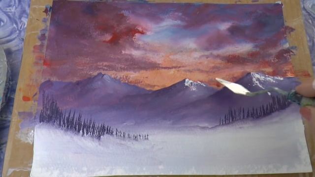 Зимнее небо. Акрил на бумаге. Winter Sky in acrylic on watercolour paper смотреть онлайн