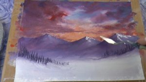 Зимнее небо. Акрил на бумаге. Winter Sky in acrylic on watercolour paper