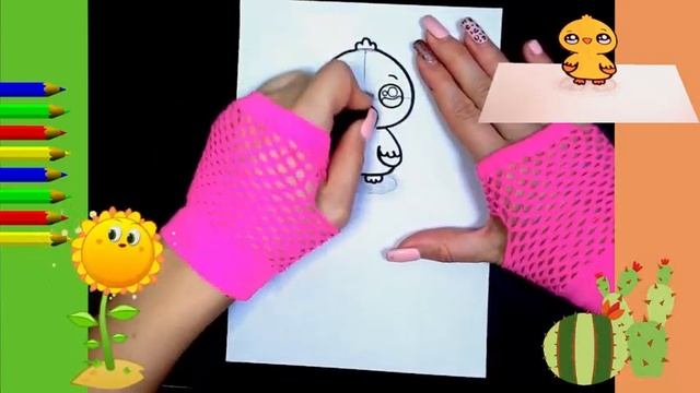 Как нарисовать МИЛЫЙ. просто, Рисунки для начинающих растушевка с рельефным эффектом. цыпленок смотреть онлайн