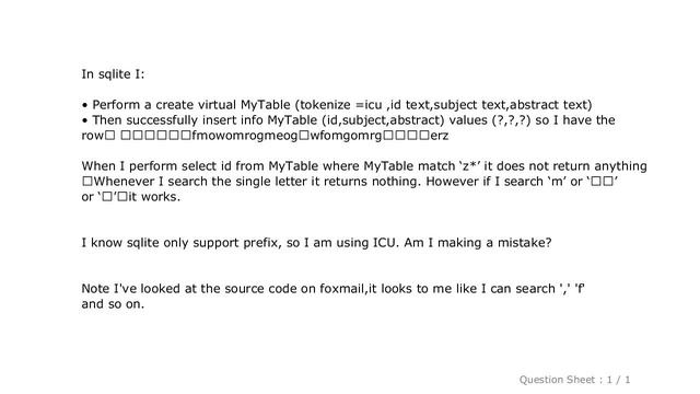 iOS : ios app compile sqlite fts with icu,but it cant get the perfect answer when i input a letter смотреть онлайн