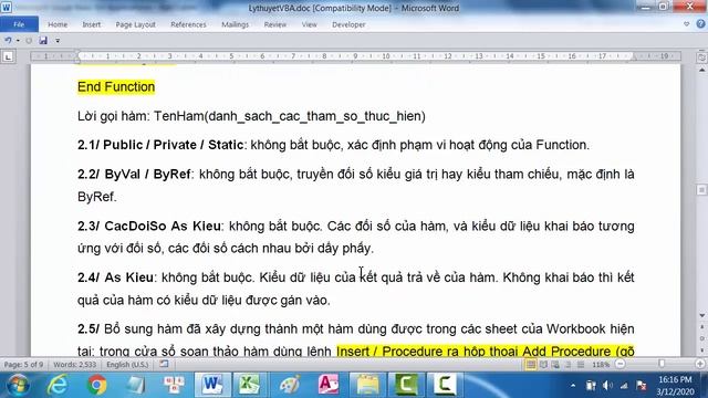 VBA EXCEL – Bài 3. Cách dùng hàm Function – Bui The Tam смотреть онлайн