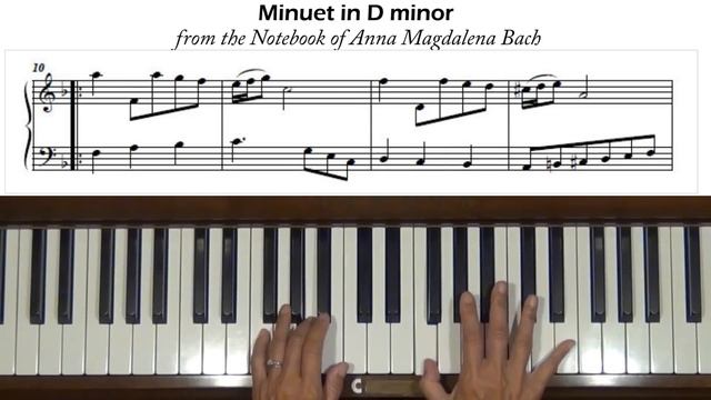Bach Minuet in D Minor (Notebook for Anna Magdalena Bach) Anh.132 Piano Tutorial смотреть онлайн