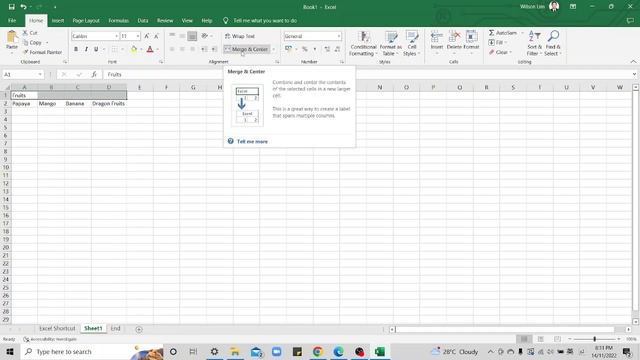 How to merge cell using Microsoft Excel 2019 смотреть онлайн